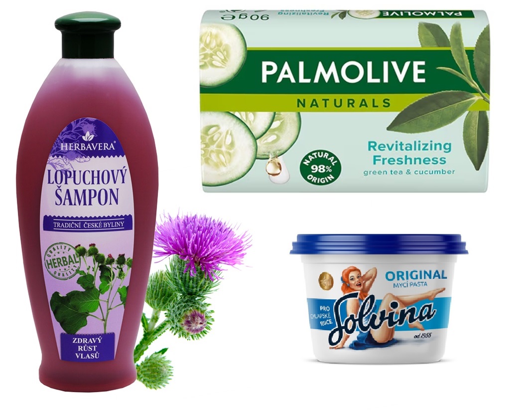 MÝDLA, ŠAMPÓNY, MYCÍ PASTY NA RUCE
