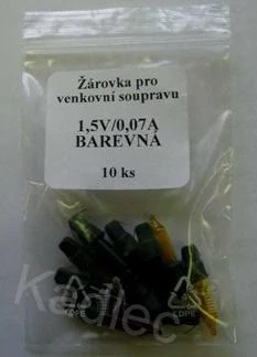 Žárovka barevná pro venkovní řetězy SVV, 1,5V/0,07A, sáček 10 ks