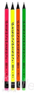 Tužka trojhranná EASY Fluo dřevěná s gumou, 1 ks