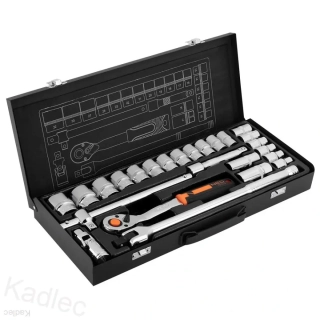 Gola sada 1/2", 25 ks, CrV, v plechovém boxu NEO tools