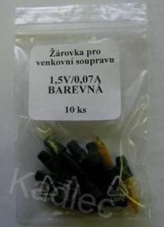 Žárovka barevná pro venkovní řetězy SVV, 1,5V/0,07A, sáček 10 ks