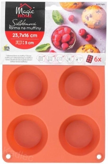 Forma na pečení MagicHome 6x muffin, silikon, 23,7x16x3cm