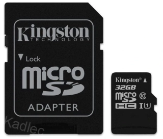 Kingston microSDHC 32GB CL10 UHS-I 80R + SD adapter