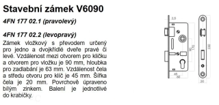 TESLA Zámek zadlabávací V6090/40 P-L 