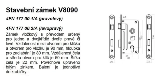 TESLA Zámek zadlabávací V8090/50 P-L 